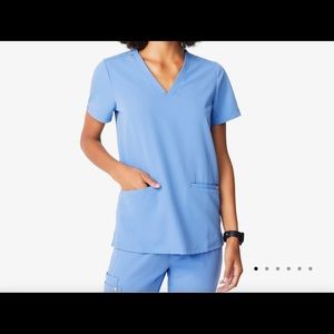 Figs casma 3 pocket scrub top ceil blue small